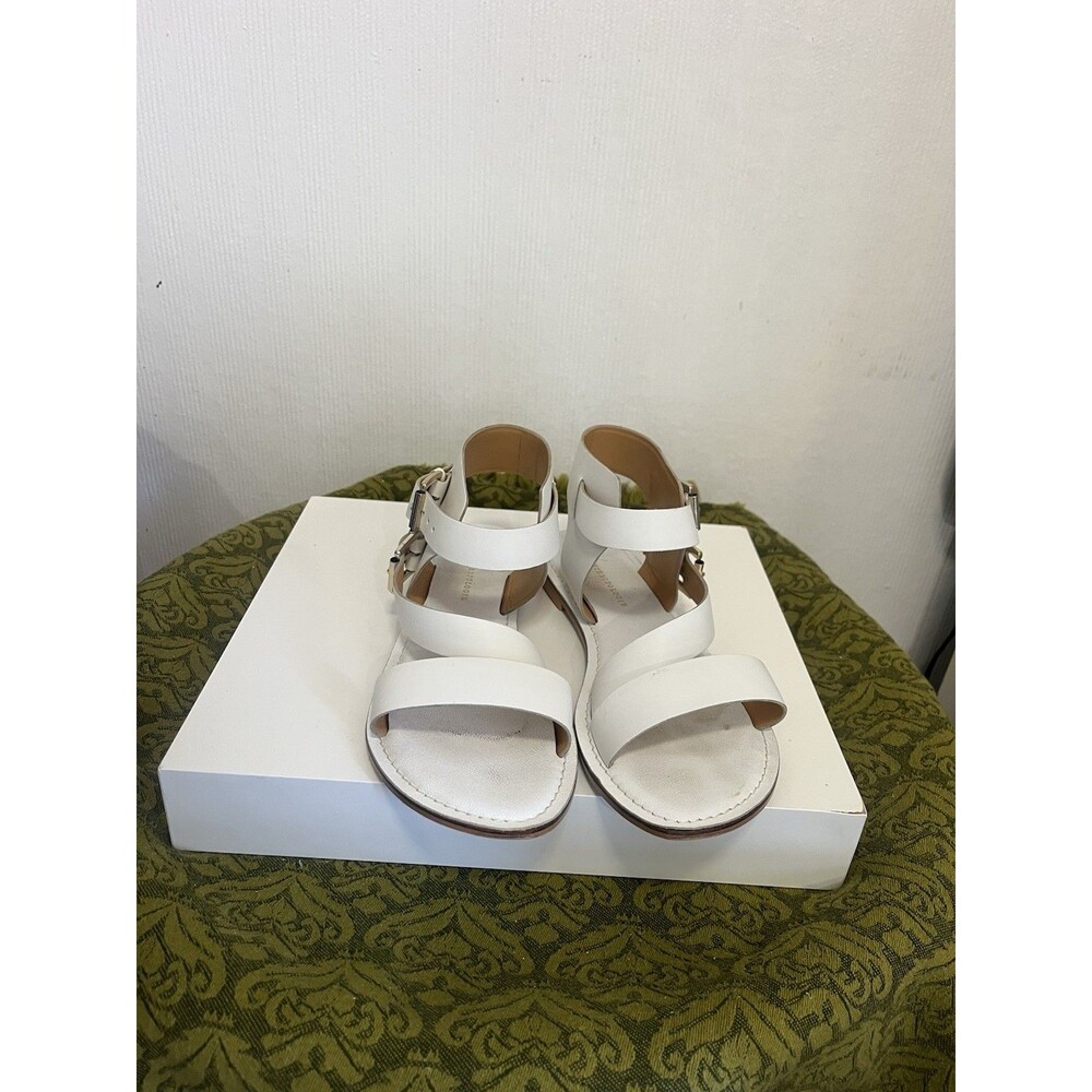 Anthropologie Women's Sandals White With Gold Accents Size 6 M
